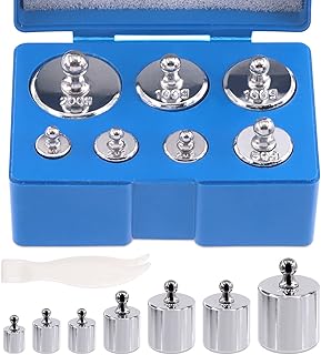 Mardatt 8 Pcs Precision Scale Calibration Weight Set, 10g 2x20g 50g 2x100g 200g Grams Steel Weights Calibration with Tweezers for Digital Balance Scale, Jewellery Scale, M2 Class(Totally 500g)