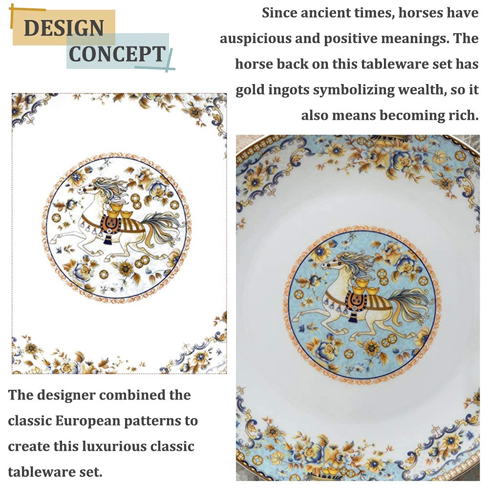 Amazon.co.jp: 陶器食器、12人用食器セット、豪華なプレートとボウル