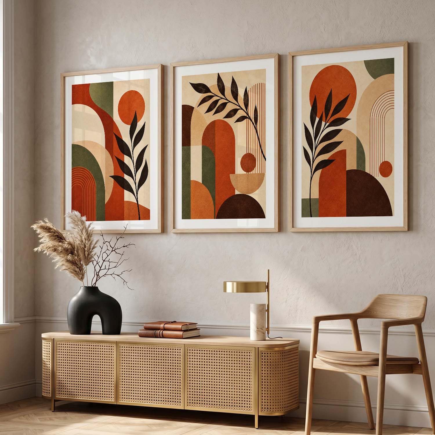 BOHO Wall Art Set - 3 Minimalist Frames -4 BOHO Wall Art Set - 3 Minimalist Frames -4
