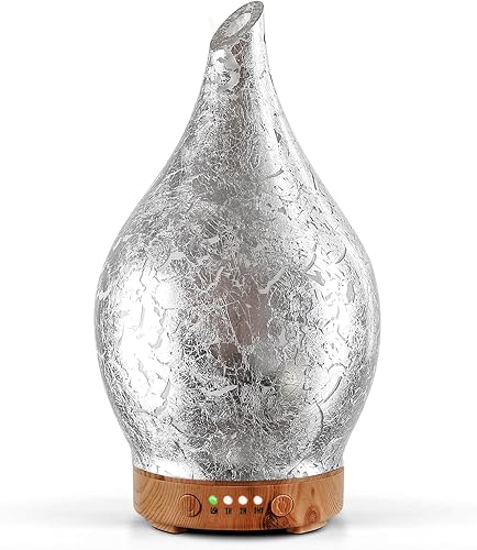 Porseme Difusor de aceite esencial humidificador ultrasónico de aromaterapia de vidrio, actualización de aire, apagado automático, ajuste de