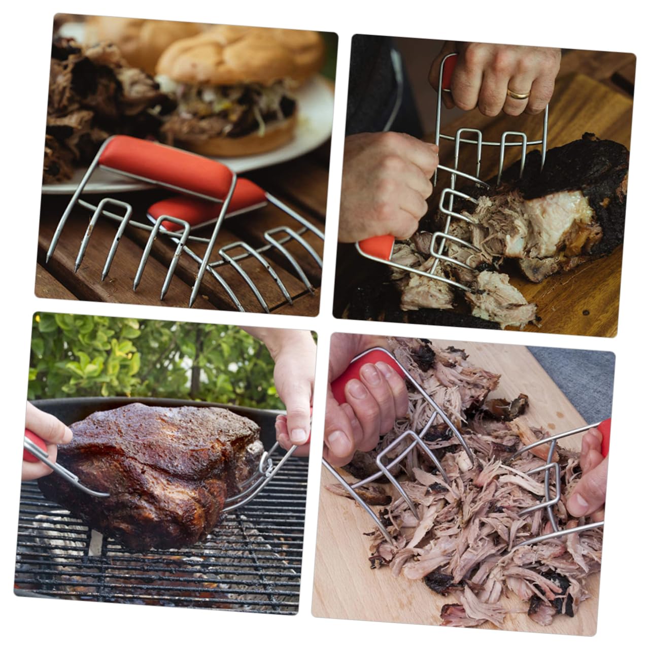Kisangel 2 Pezzi Separare Carne Inossidabile con Tpr Strumento per Bbq per Sfilacciare Carne e Pulled Pork