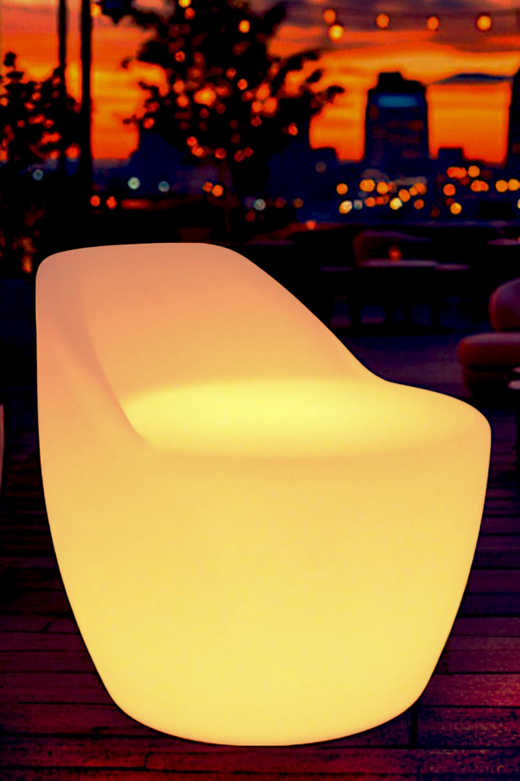 Poltrona da cocktail a LED con illuminazione, 16 colori, batteria e telecomando, per interni ed esterni, giardino, balcone, terrazza, mobili moderni, 56 x 54 cm, in plastica