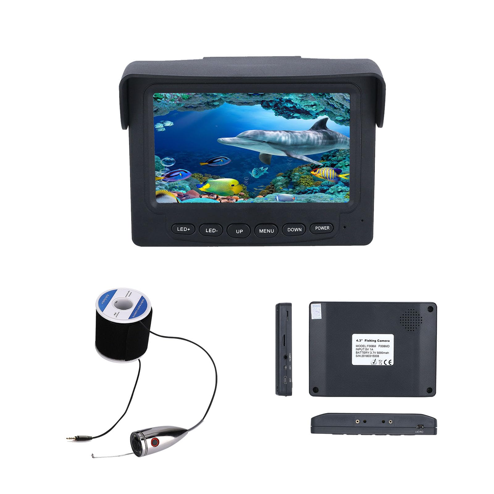 Cámara De Detector De Peces 1000TVL, Cámara De Pesca Submarina De 4,3 Pulgadas, Cable 30m Buscador De Peces Impermeable Cámara,para Pesca En El Mar, Pesca En Hielo, Pesca En (Size:White Light 30 M)