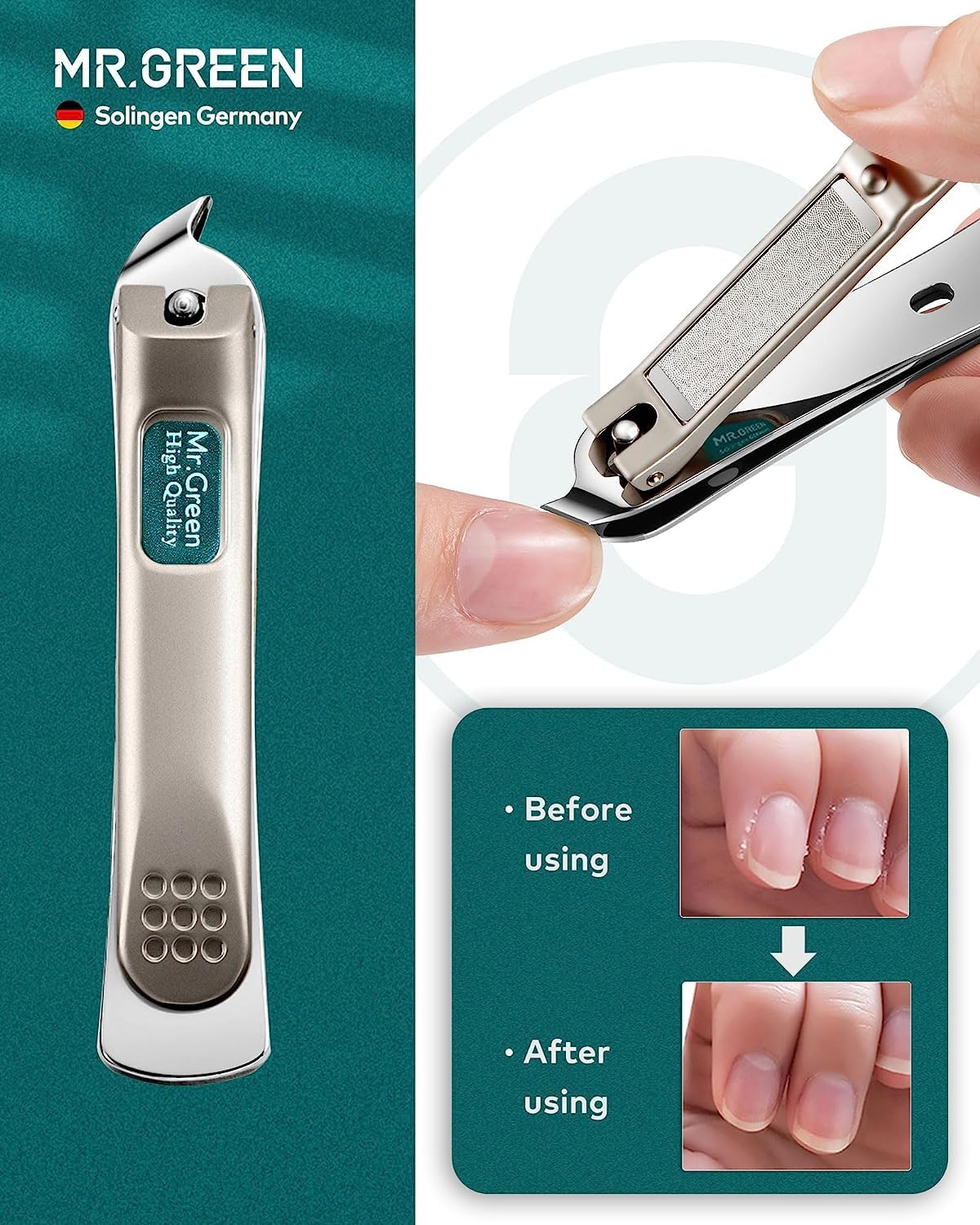MR.GREEN Maniküre Set Männer, 4Pcs Nagelknipser mit Lederetui, Solingen Edelstahl Fingernagel Fußnägel Knipser