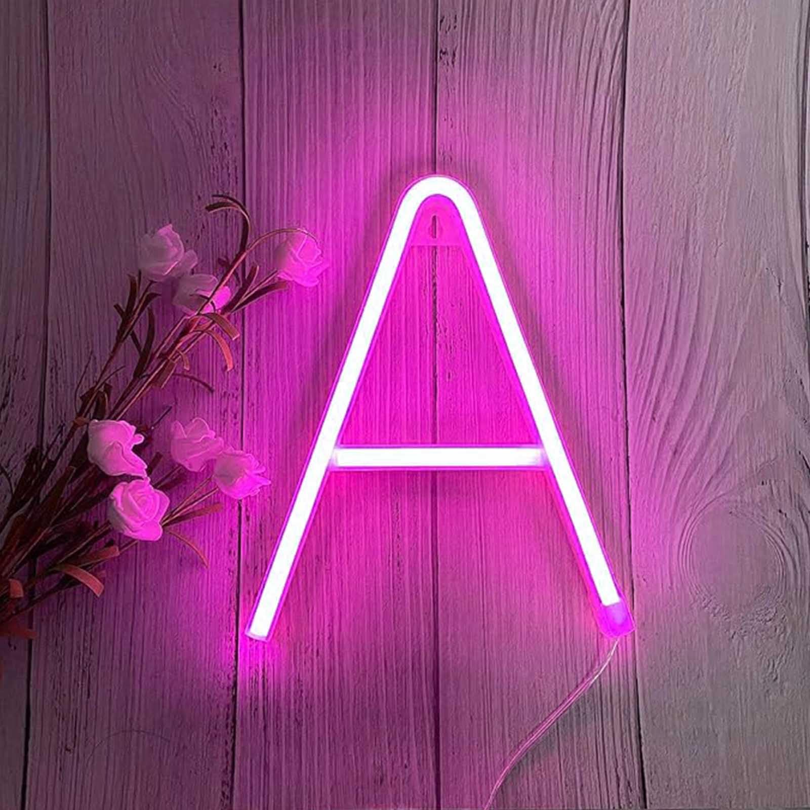 Pink Neon Sign Light - Pink Letter Neon Signs for Bedroom Decor USB Powered LED Lights Custom Name Neon Light for Wall Art Wedding Party Lighting Gift Idea（Letters A) — image 1