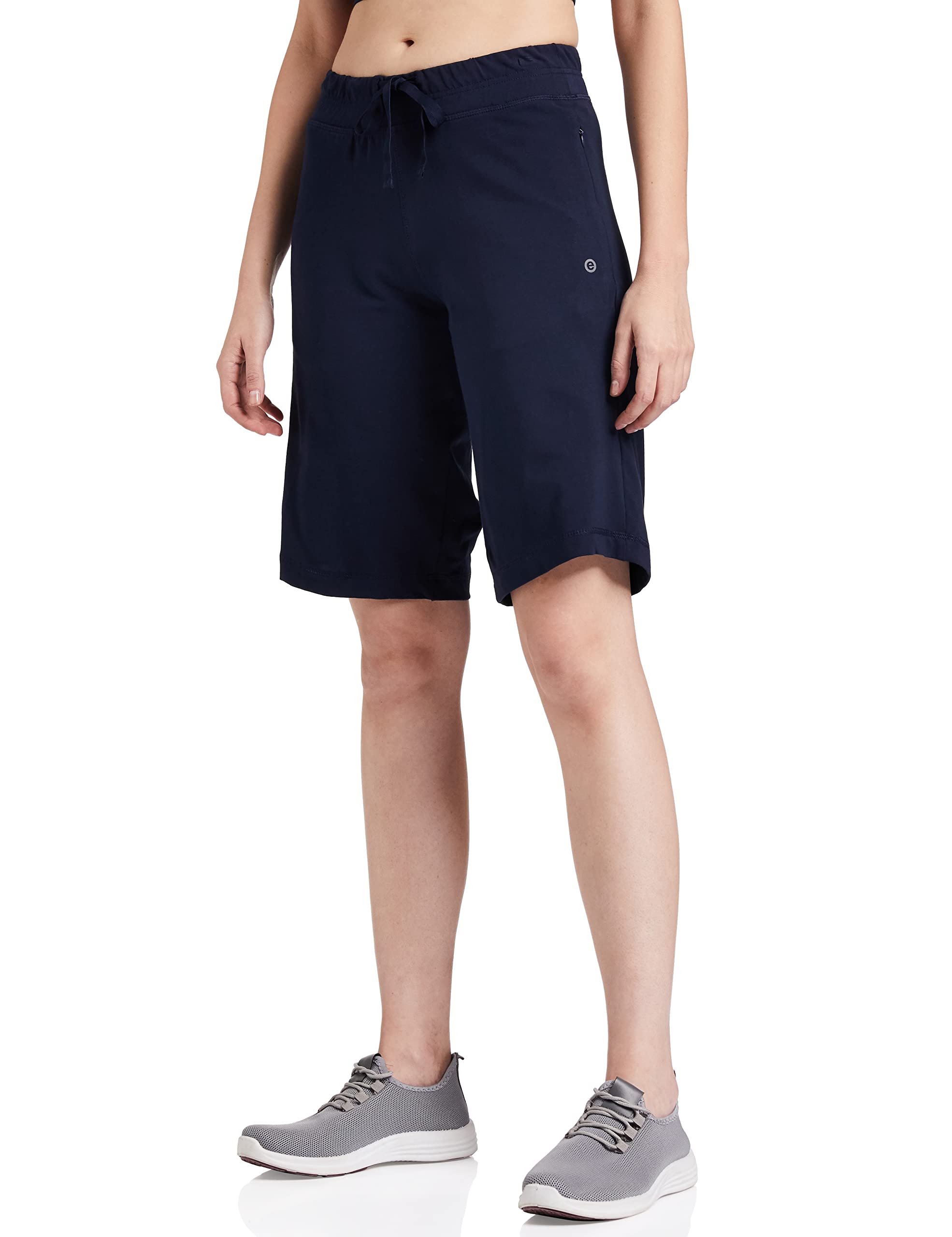 EnamorMid Rise Knee Length Drawstring Closure City Shorts for Women - Slim Fit, Soft and Breathable Cotton - E044