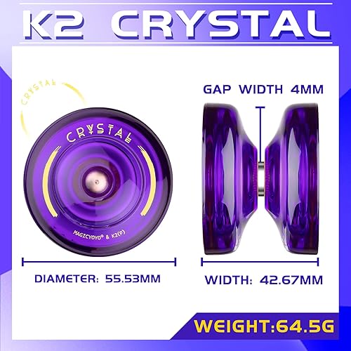 Miniatura 3 de Responsive Yoyo para niños K2 Crystal Purple, Yoyo V8 sensible profesional con cuerdas de Yoyo + bolsa Yoyo + rodamiento + herramienta de extracción