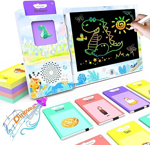 Miniatura 2 de Tablero de dibujo con 100 tarjetas didácticas, juguete educativo para preescolares, terapia del habla y diversión de lectura, ideal para niños y