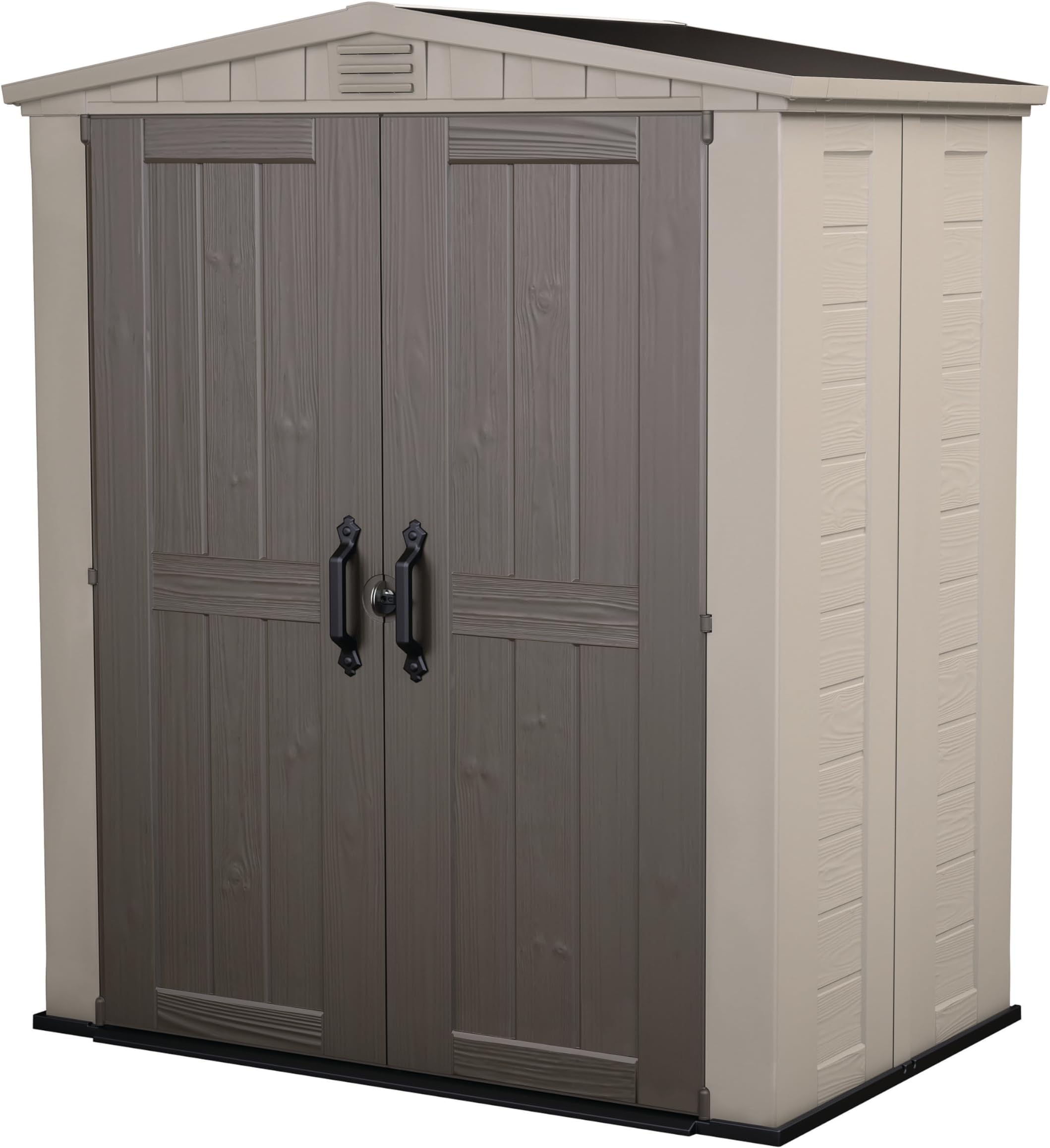 Factor 6x3 Outdoor Storage Shed Kit-Perfect to Store Patio Furniture, Garden Tools Bike Accessories, Beach Chairs and Push Lawn Mower, Taupe & Brown