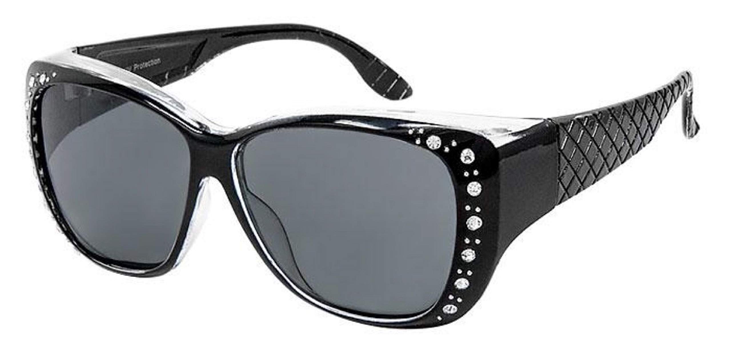 The Starlet Polarized 55 mm Fit Over OTG Butterfly Rhinestone Oval Rectangular Sunglasses