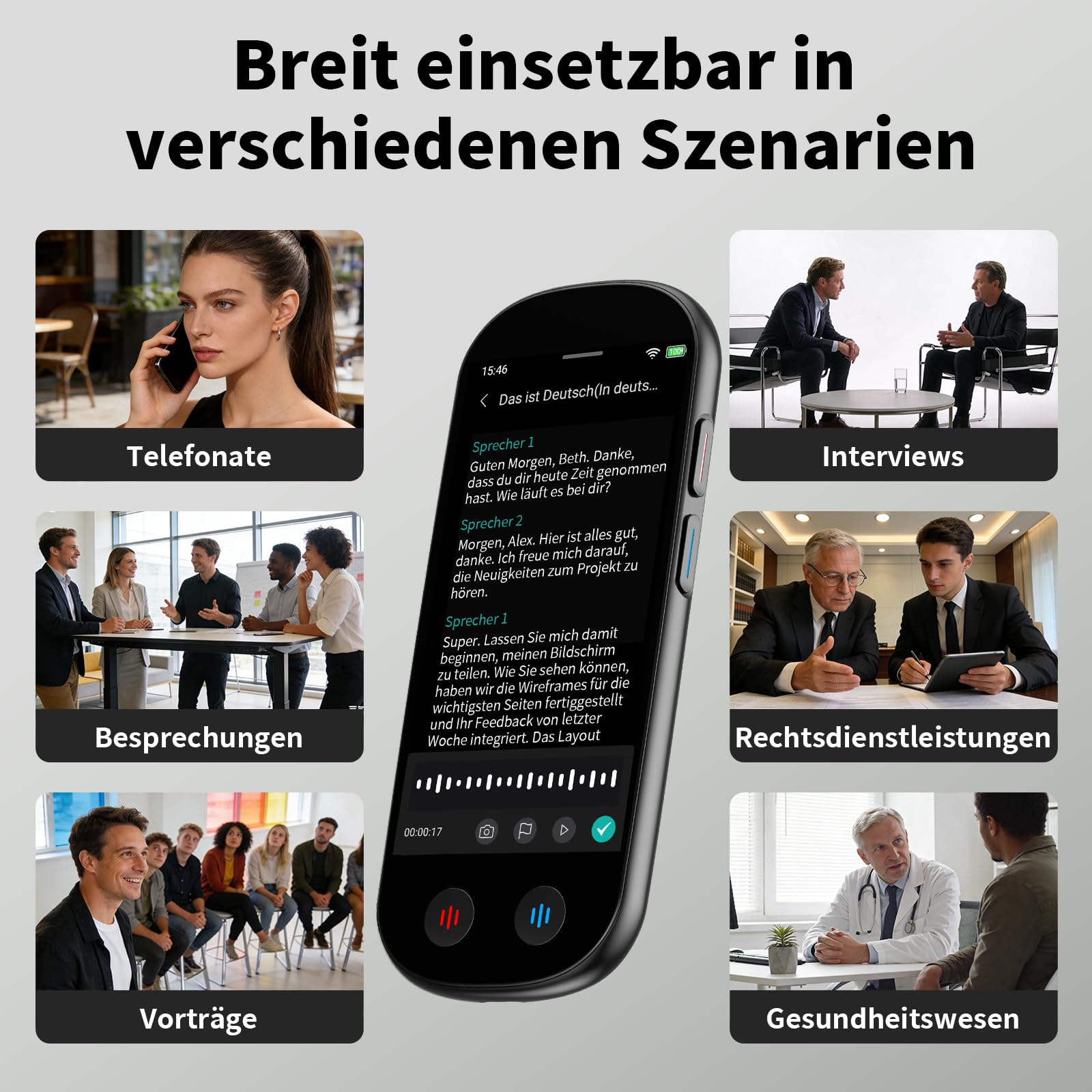 Note AI Digitales Diktiergerät mit Playback,80GB aufnahmegerät Unterstützt kostenlose Online-Transkription, Zusammenfassung und Übersetzung in 134 Sprachen,Voice Recorder Für Meetings/Vorlesungen