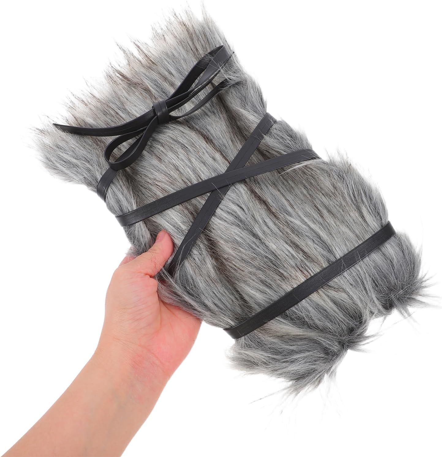 ULTECHNOVO 2pcs Viking Faux Fur Leg Warmers for Men and Women and Boot Covers for Costumes Cozy Accessories for Festivals and Cosplay Events Grey