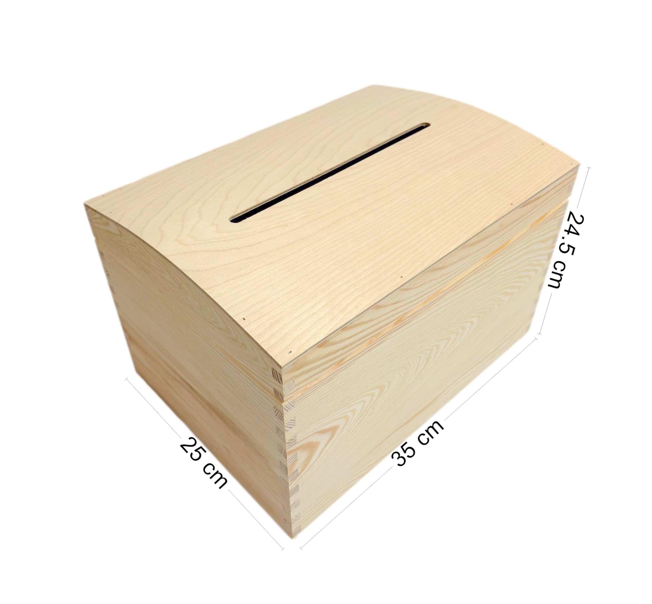 Wooden World - Holztruhe für Briefumschläge oder Wahlurne - Box mit großem Loch zum Einstecken von Briefumschlägen - 25 x 35 x 24,5 cm