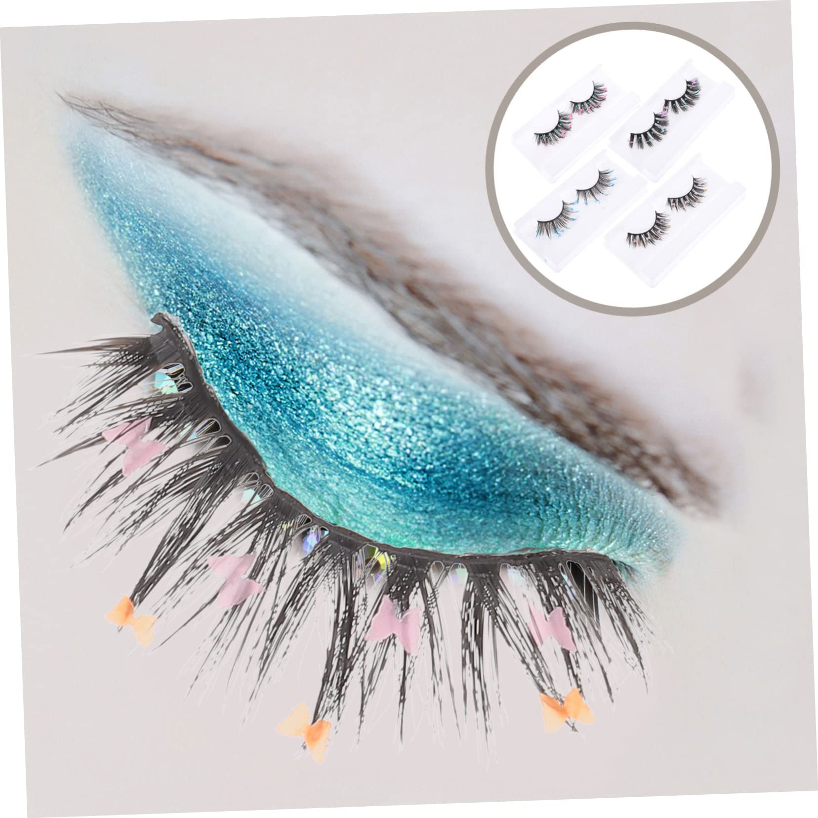 FOMIYES 16 Paia ciglia finte con paillettes ciglia nere riutilizzabili ciglia finte segmentate fake lashes false lashes ciglia cosplay ciglia colorate ciglio estendere fibra chimica