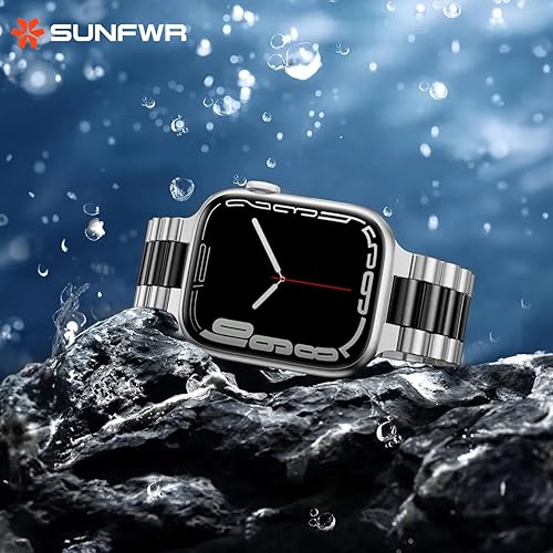 Miniatura 7 de SUNFWR Compatible con Apple Watch Band de 1.772 pulgadas, 1.732 pulgadas, 1.654 pulgadas, para hombres y mujeres, correa de metal de acero