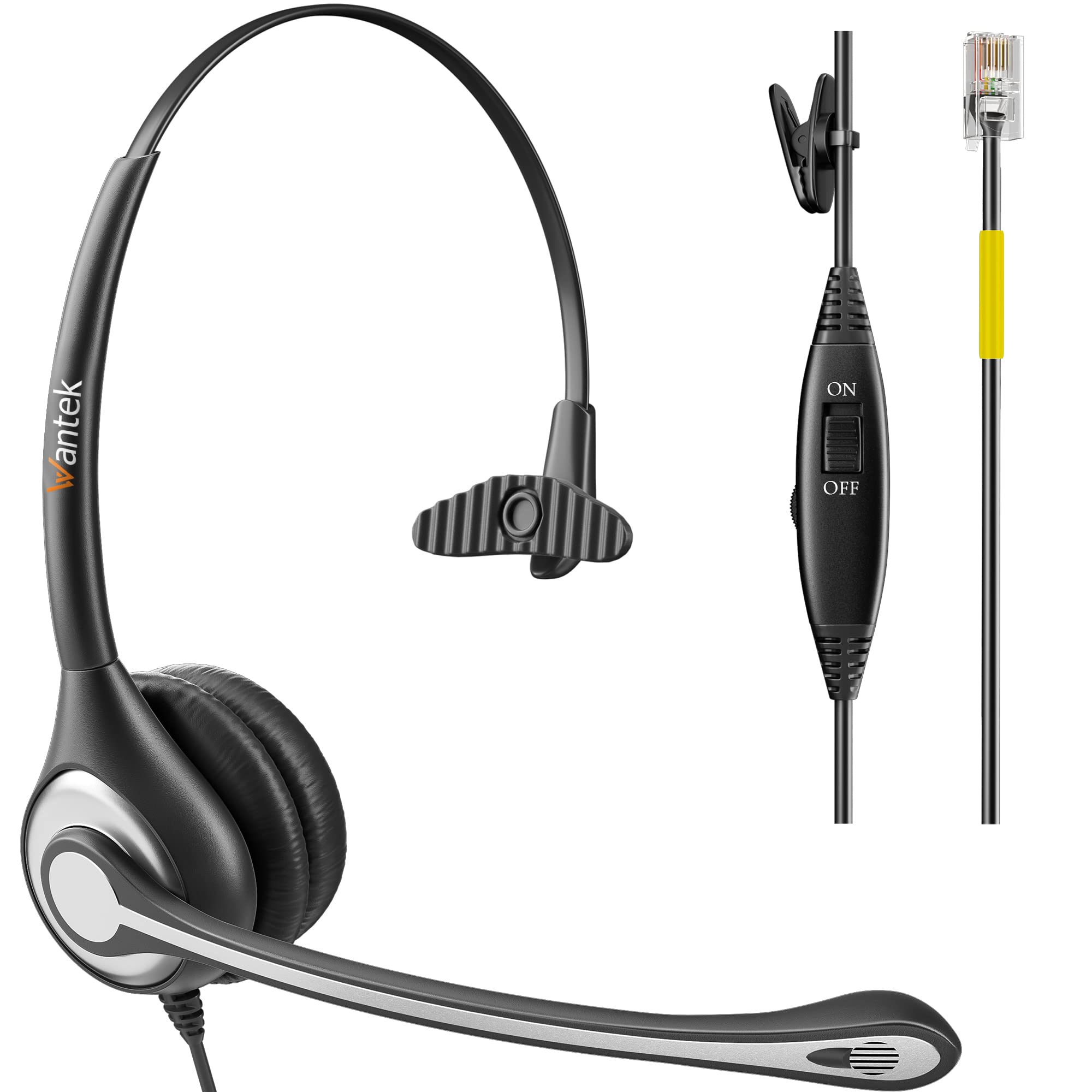 Wantek Phone Headset with Microphone Noise Cancelling, RJ9 Office Telephone Headsets Compatible with Yealink T20P T21P T26P T23G T46G T48G T42S T46S Avaya 1608 9608 9611 Grandstream Panasonic SnomGlobal Recycled StandardGlobal Recycled StandardGlobal Recycled Standard