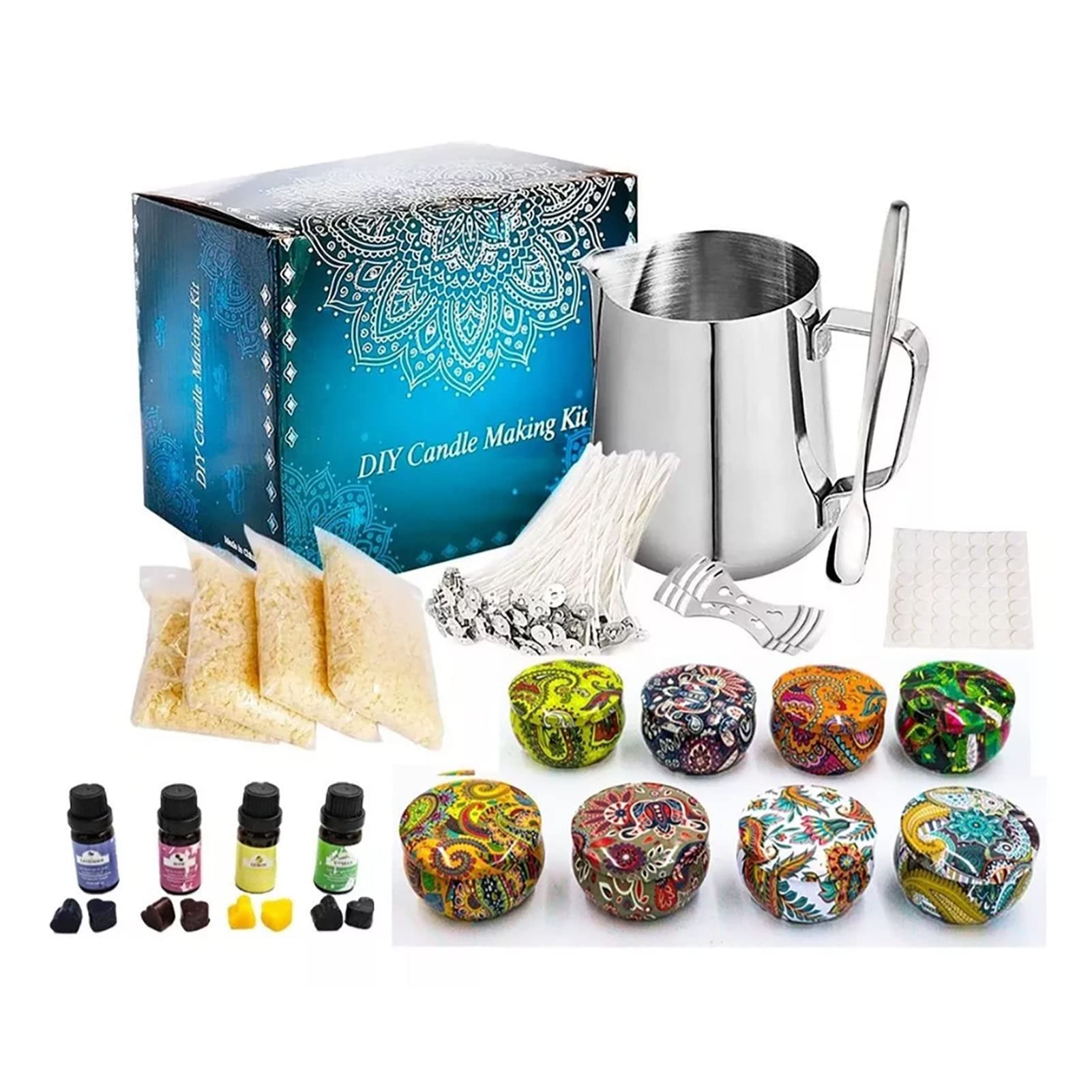 BTOSEP Kit de fabricación de velas, juego de velas perfumadas para adultos y adolescentes, material de cera de abeja, 4 unidades, 1200 g