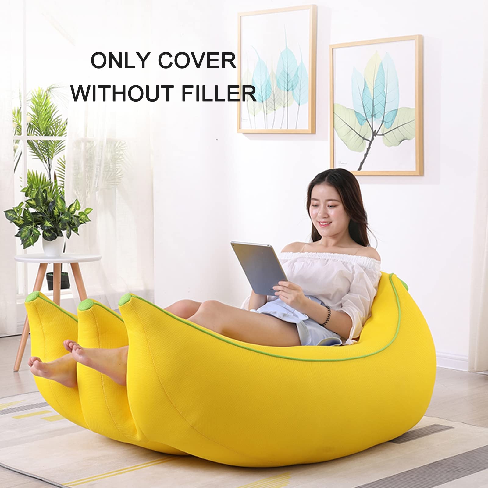 LDIW Lazy Sofa Sitzsackhülle Sitzsack- (Ohne Füllung) Banana Shape Shaped,für Gaming oder Entspannen - Indoor wie Outdoor Lounge Bean Bag für Kinder und Erwachsene,110 * 70 * 70cm