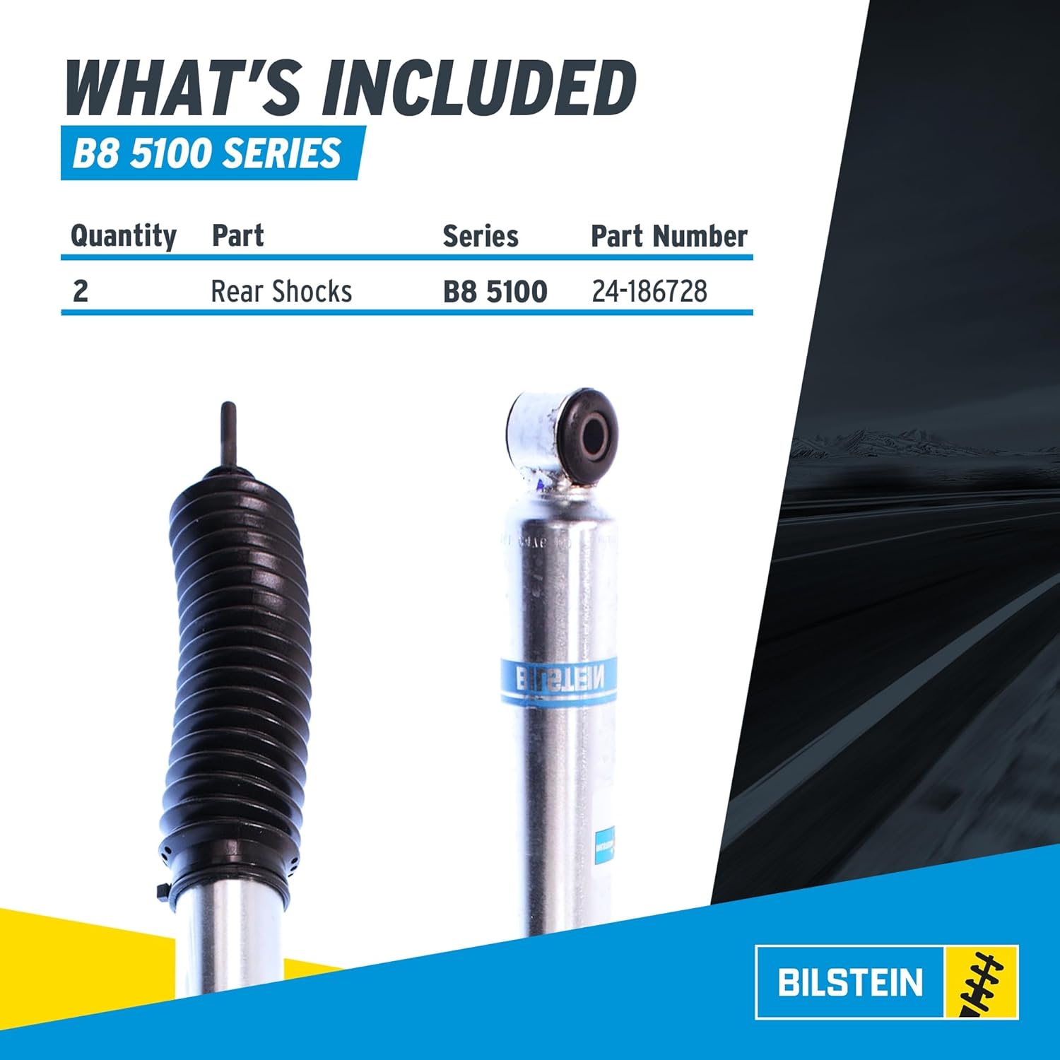 Bilstein Pair of Rear B8 5100 Series Shocks Compatible with 2016-2023 Tacoma with 0-1" Rear Lift | Easy Installation | Smooth Performance | Built to Last