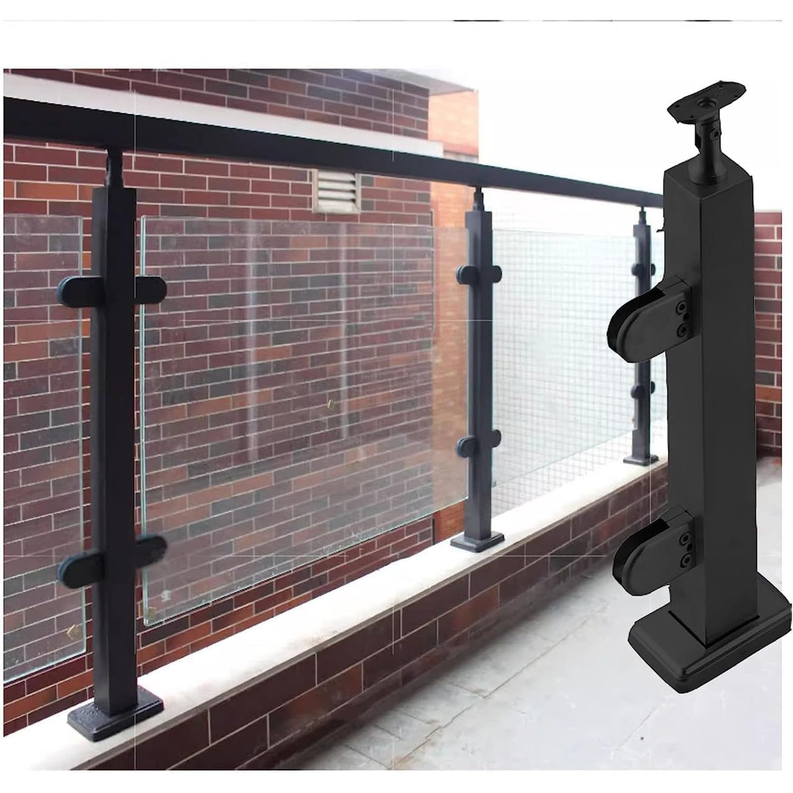 Poteau de garde-corps en verre robuste avec clip inox