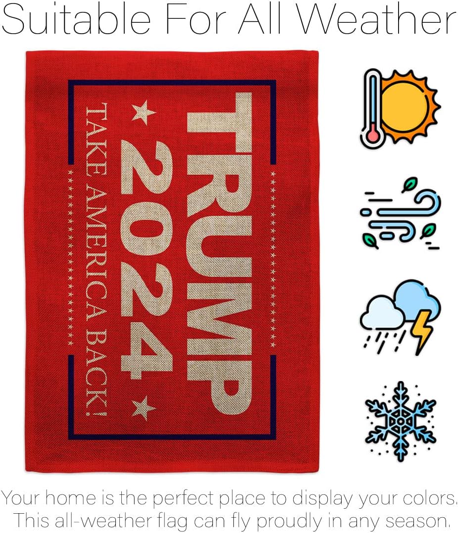 Take America Back 2024 Burlap House Flag - Pack Patriotic Vote President Democrat Republican Tea Party United State American Election USA Vintage Applique - Garden Yard Gift 28 X 40
