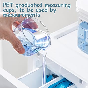 2 Pack Washing Powder Storage, 1800ml Laundry Detergent Dispenser with Measuring Cup, Laundry Room Organization Detergent for Laundry Powder, Rice, Pet Dry Foodder