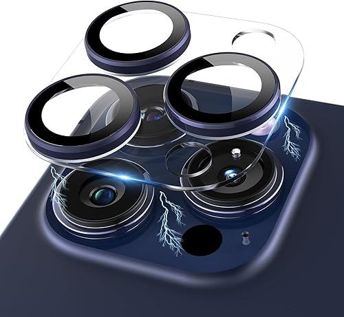 Miniatura 29 de Protector de lente de cámara compatible con iPhone 15 Pro/iPhone 15 Pro Max [metal de cobertura completa] Pantalla de vidrio templado 9H, cubierta