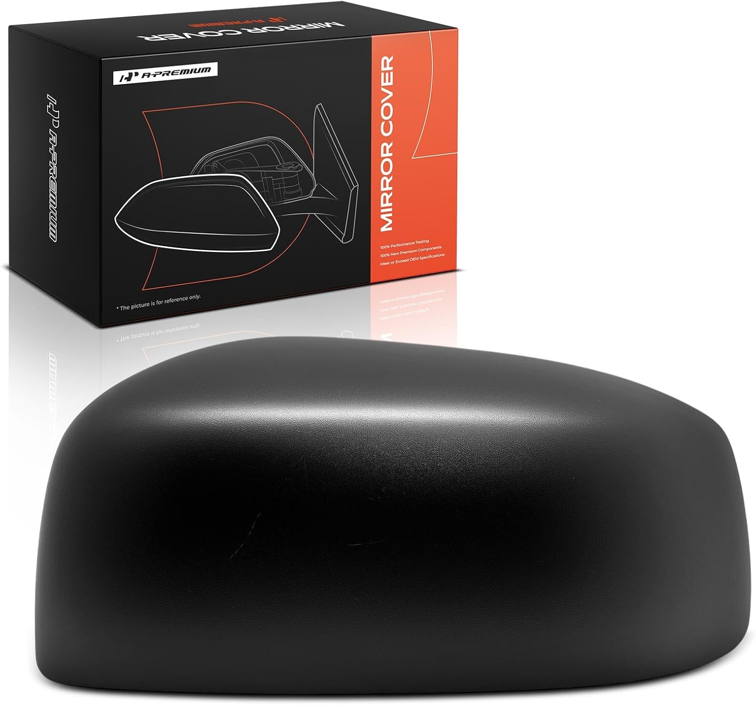 A-Premium Driver Side Rearview Mirror Cover Cap - Compatible with Mitsubishi Mirage 2014-2023, Mirage G4 2017-2023 - Smooth Black, Without Turn Signal Hole