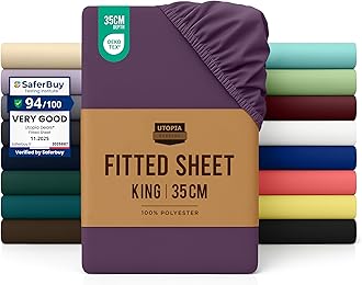 Utopia Bedding Fitted Sheet King, Purple - Deep Pocket 14 inch (35 cm) - Easy Care - OEKO-TEX Certified - Soft Brushed Microfibre Fabric - Shrinkage and Fade Resistant - Bottom Sheet