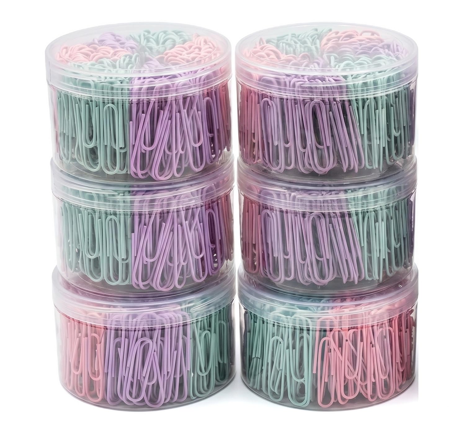 1800 Stück 5,1 cm große farbige Büroklammern, Macaron, 6 Stück | Vinylbeschichtet, rostfrei, verschiedene Farben, strapazierfähig, für Büro, Schule, Großbeschaffung