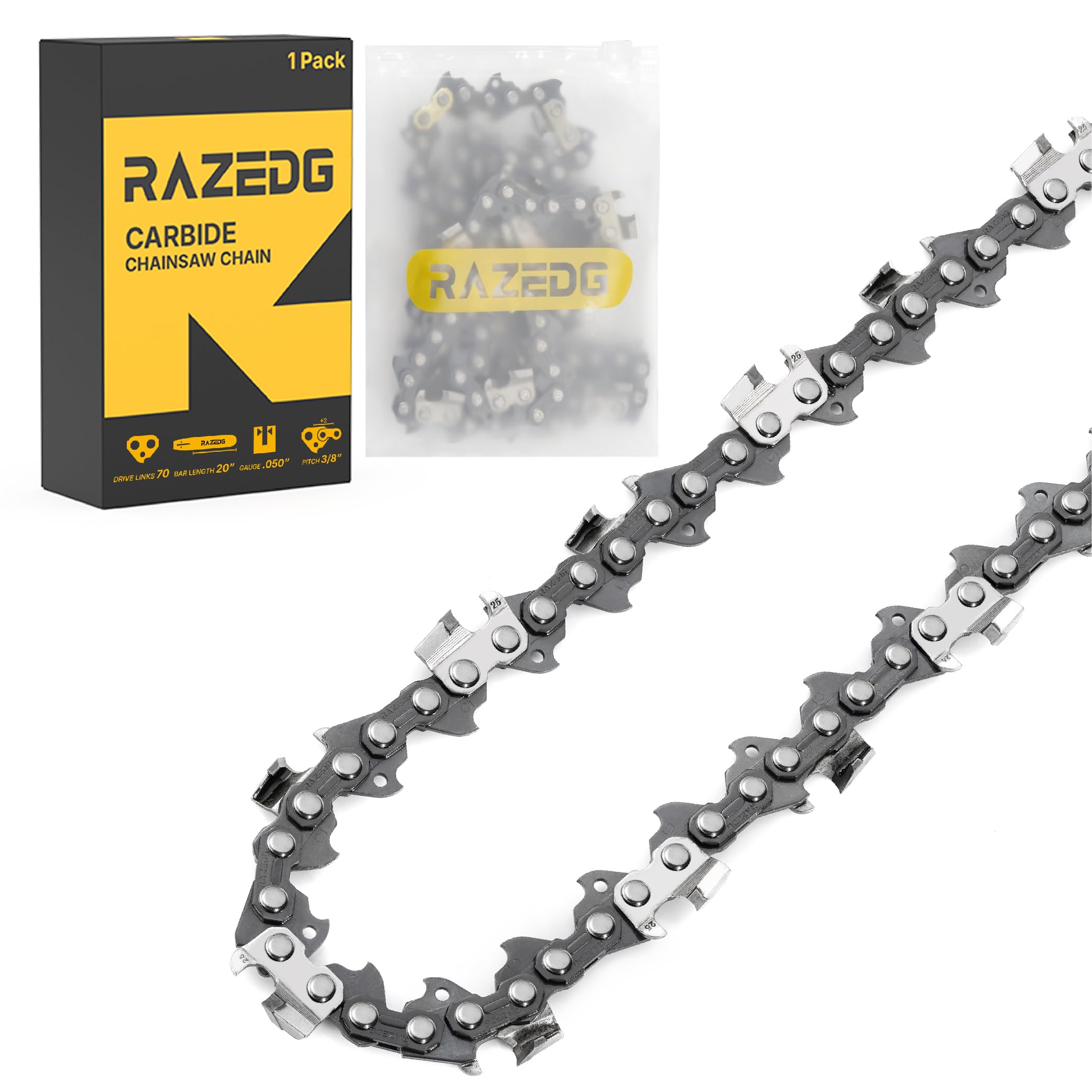 Amazon.com: RazEdg 20 Inch Carbide Chainsaw Chain, 3/8