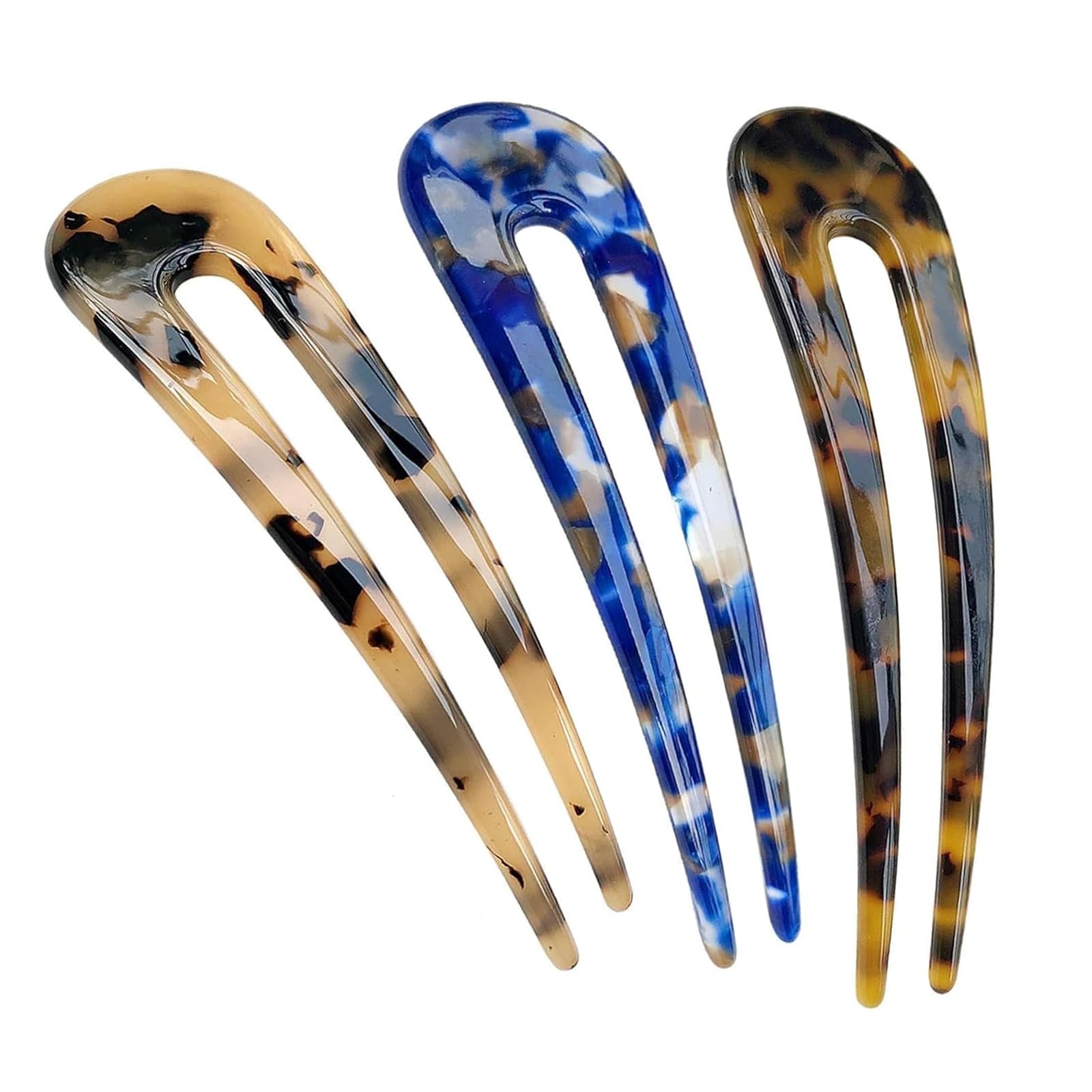 3 Pcs French Hair Pin, French Twist U Shaped Hair Pin, 2 Prong Updo Chignon Clip, Tortoiseshell Twist Fork