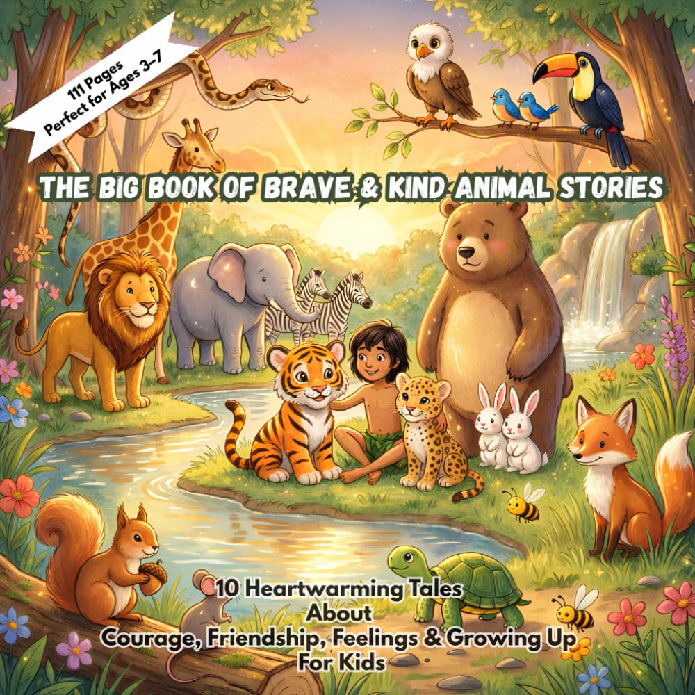 The Big Book of Brave & Kind Animal Stories: 10 Heartwarming Bedtime Tales About Courage, Friendship, Feelings & Growing Up (Ages 3–7)