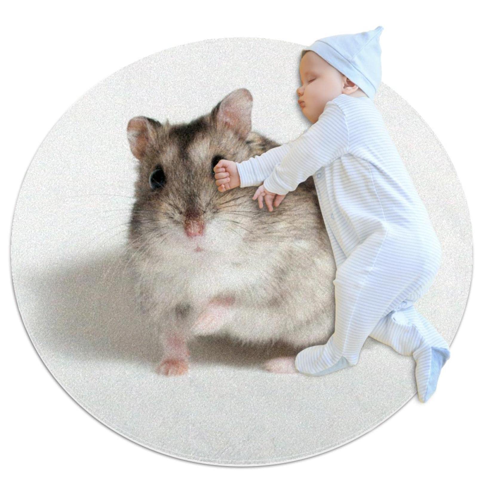 Tapis salle de bain hamster rond 1 m chambre enfant antidérapant