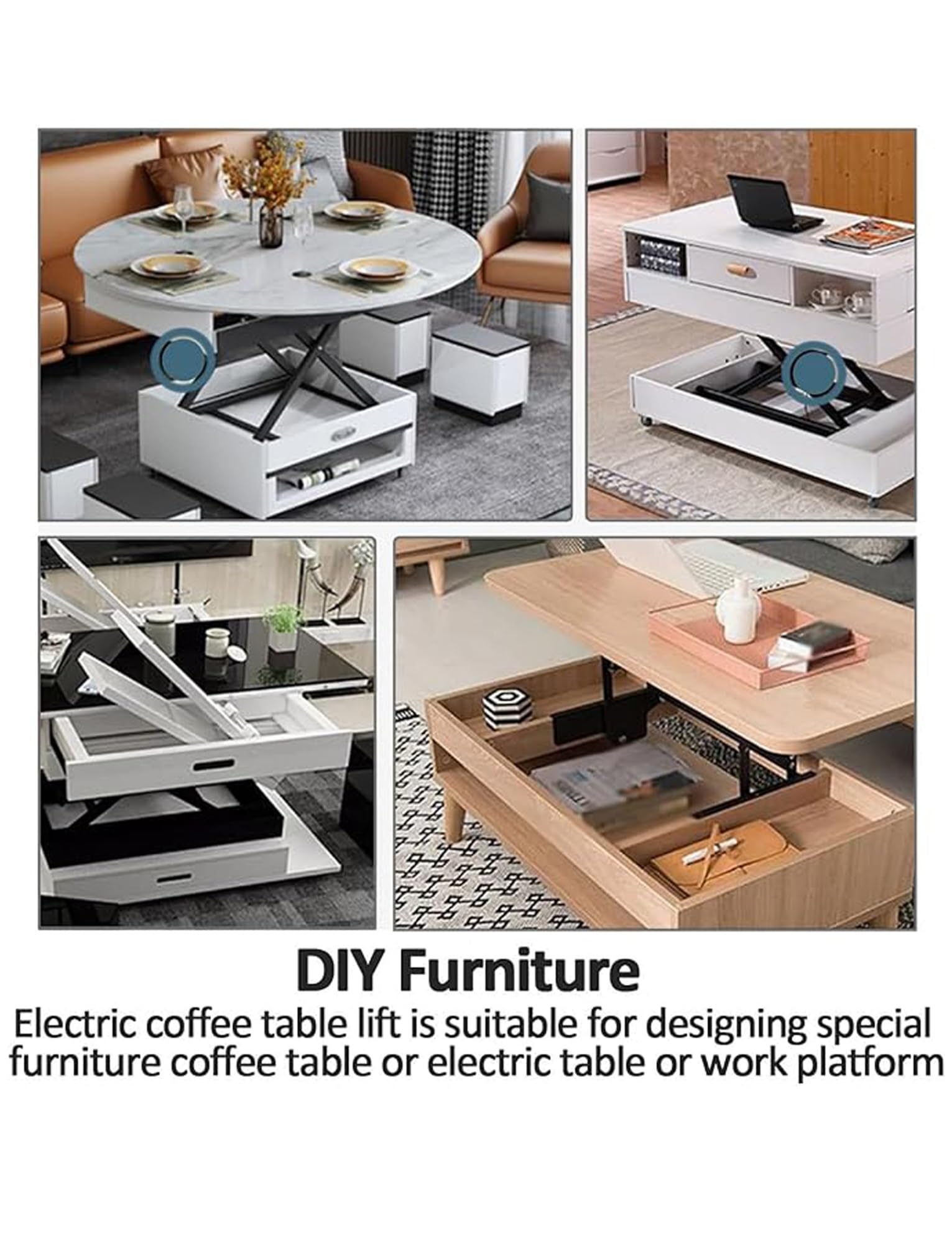 Mesa elevadora eléctrica de 150 kg, plataforma de altura ajustable, elevador de perfil bajo para manejo y transporte, modelo inalámbrico negro, perfecto para uso doméstico y taller