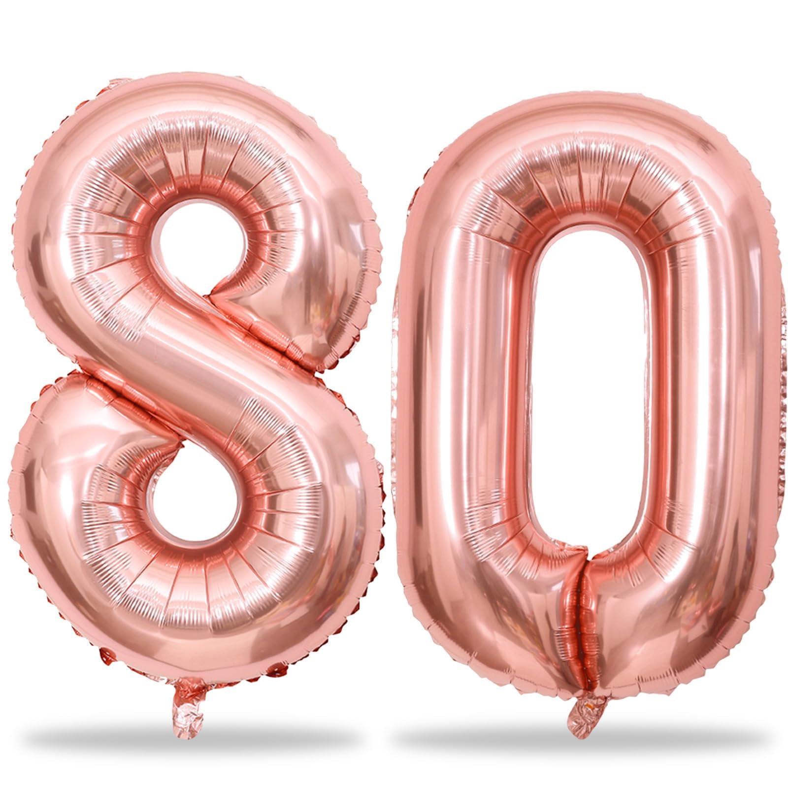 80th Birthday Balloons Rose Gold for Women, 40 Inch Giant Mylar Foil Number 80 Balloons Self Inflating, Rose Gold Digit 8 & 0 Helium Balloons for 80th