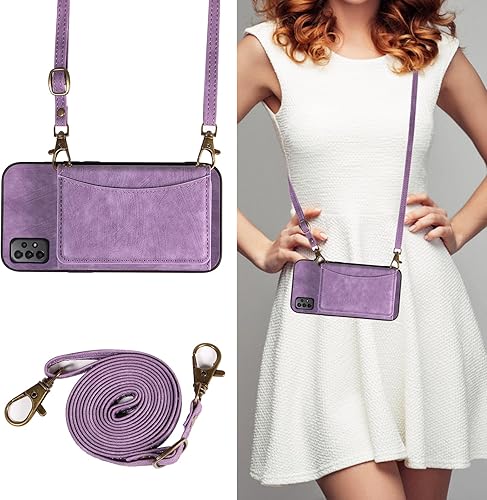 Miniatura 10 de Phone Case For Samsung Galaxy A32 4G 6.4 inch Wallet Cover with Crossbody Shoulder Strap and Leather Credit Card Holder Pocket Slim Stand Cell