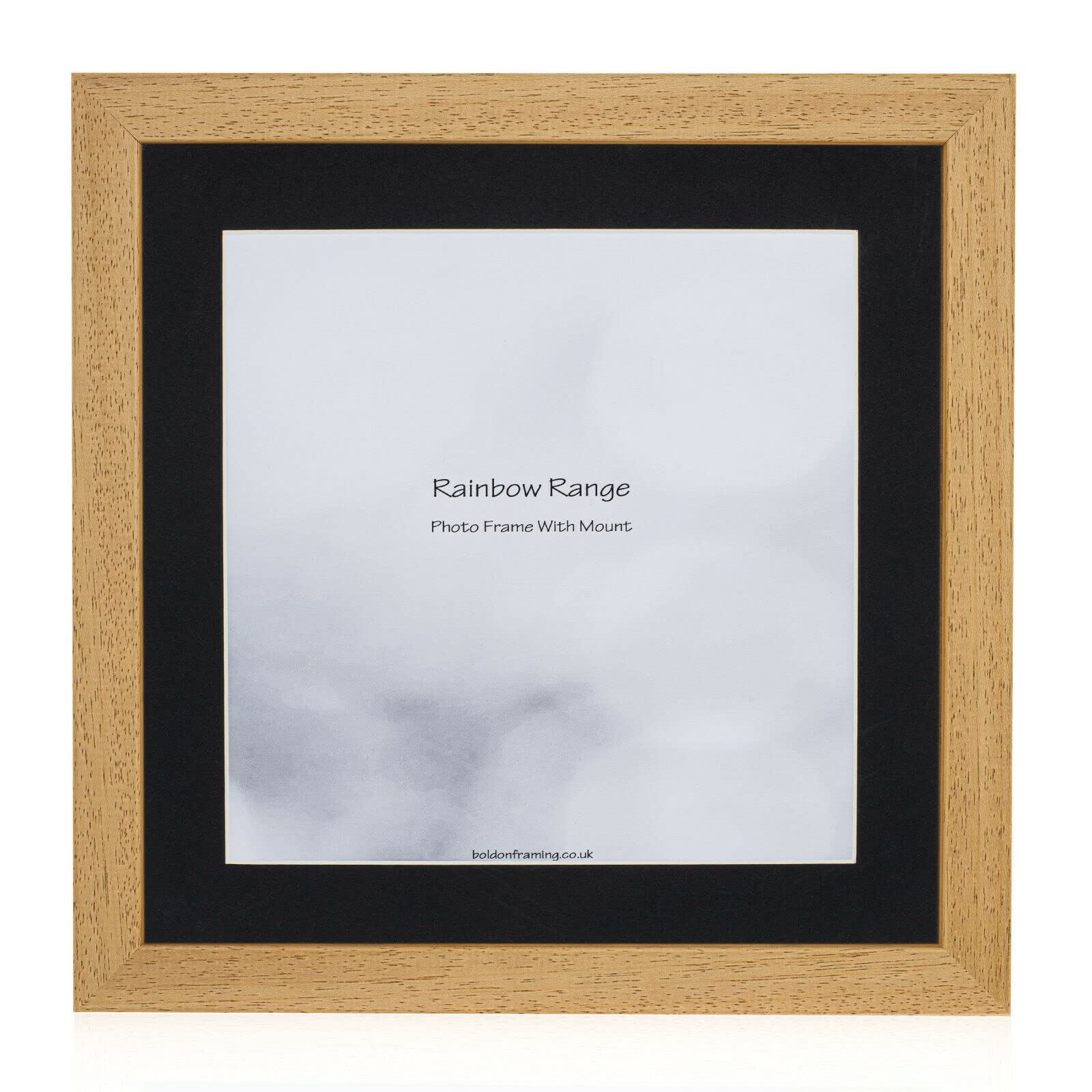 Boldon Framing - Oak, Square Thin Photo Frame in Solid Wood with Black Wall Mount, 40x40cm- Pic Size 30x30cm