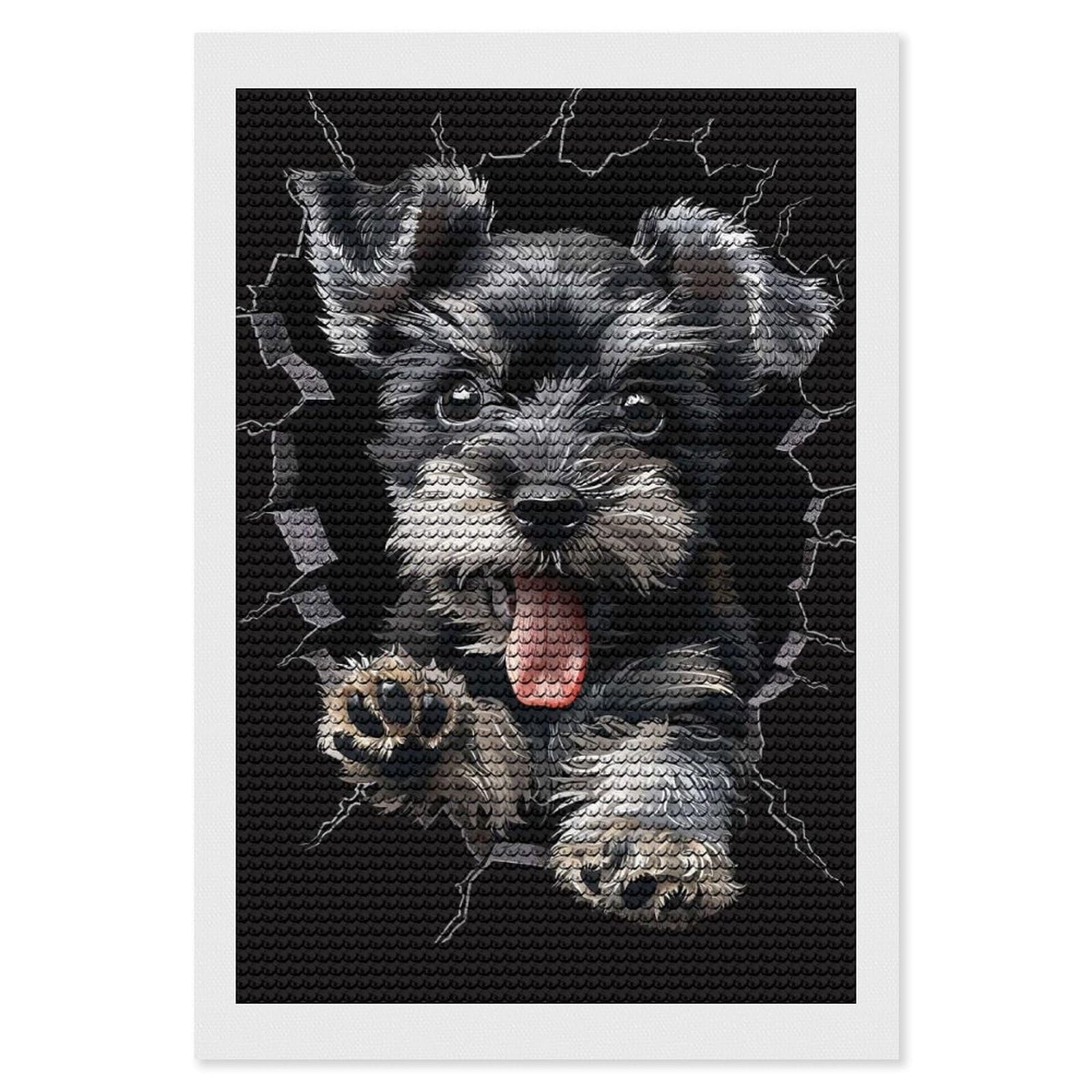 Junmoney Miniature Schnauzer Diamond Painting Canvas Set 8"x12", Satisfying Creative Project, Easy to Follow Symbols, Fun Craft Experience