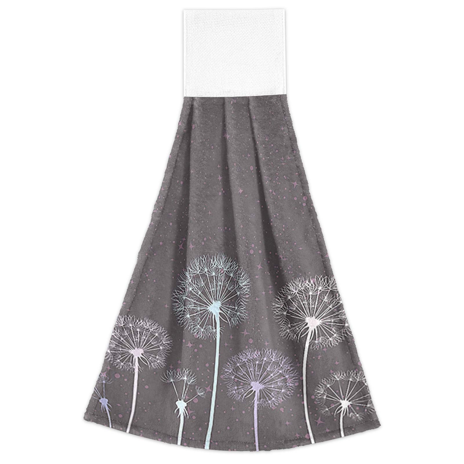 Kcldeci Hanging Kitchen Hand Towels Colored Dandelions Dishcloths Sets with Loop Hand Towels Kitchen Tie Towel 2 Pieces