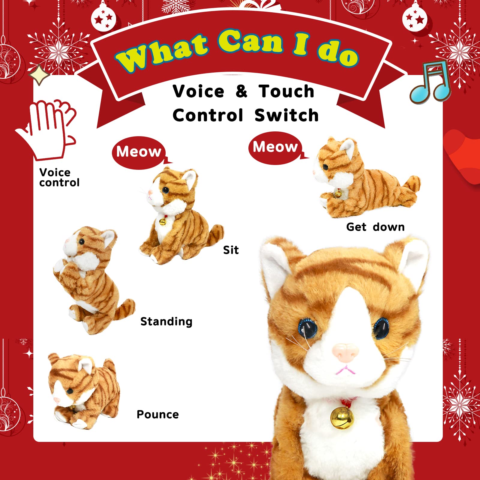 Gatto Robot Interattivo di Peluche, Giallo