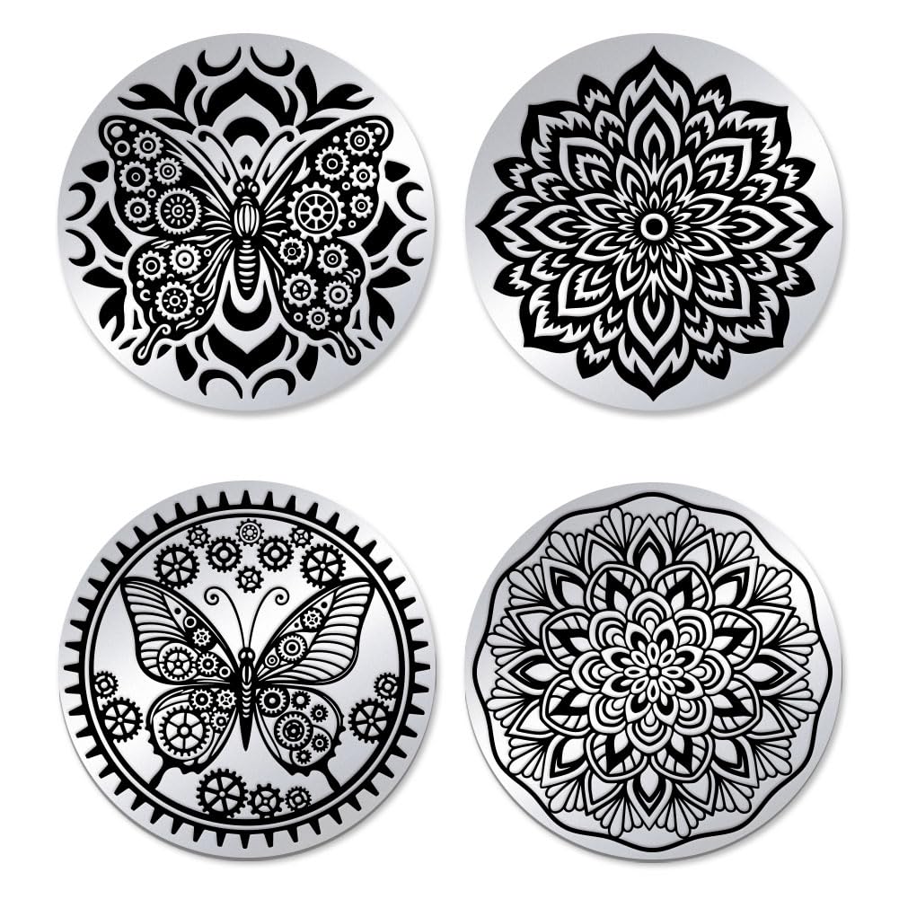 UNICRAFTALE 2Pcs Stainless Steel Double Sided Decision Coins Mechanical Butterfly Mandela Coin Insect Flower Decision Coin Gifts with Paper Box for Women Men Commemorative Gifts