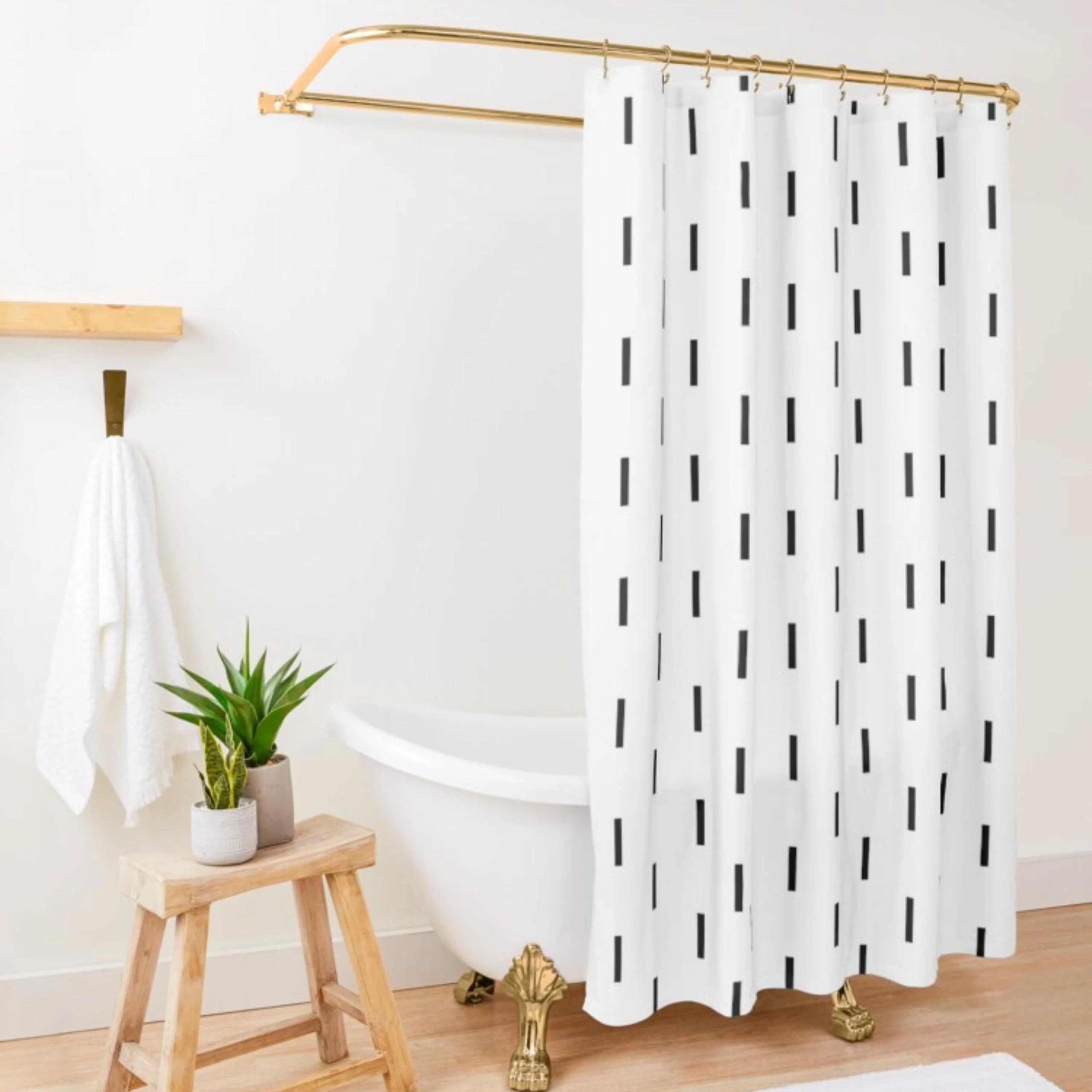 Schwarz-weißer minimalistischer Duschvorhang,modernes Bauernhaus-Badezimmerdekor,weicher Stoff,Duschvorhänge im Hotelstil,220 x 180 cm (B x H)