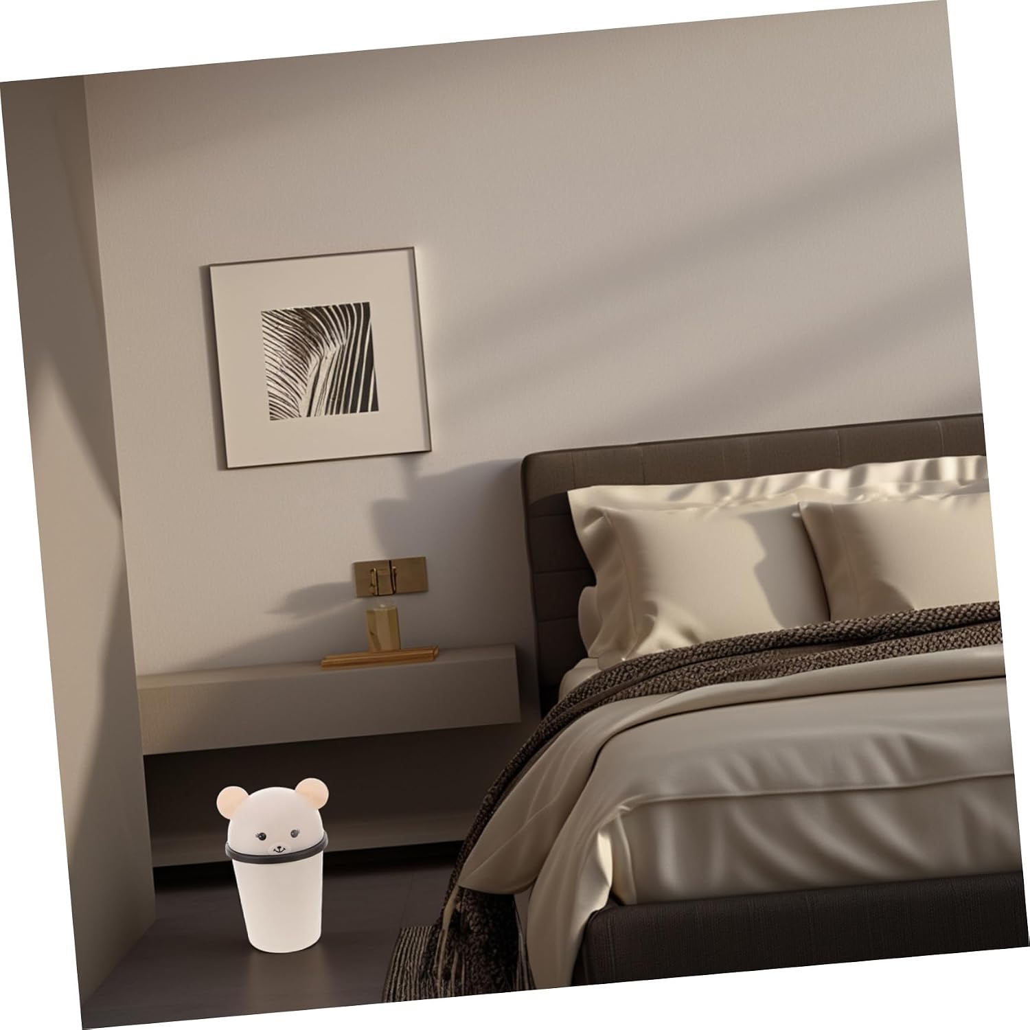 Cute Bear Shaped Swing Lid Trash Can 10L Large Capacity Plastic Wastebasket for Kitchen Bathroom Bedroom and Office Kawaii Design for Boys and Girls and Girls Room Decor