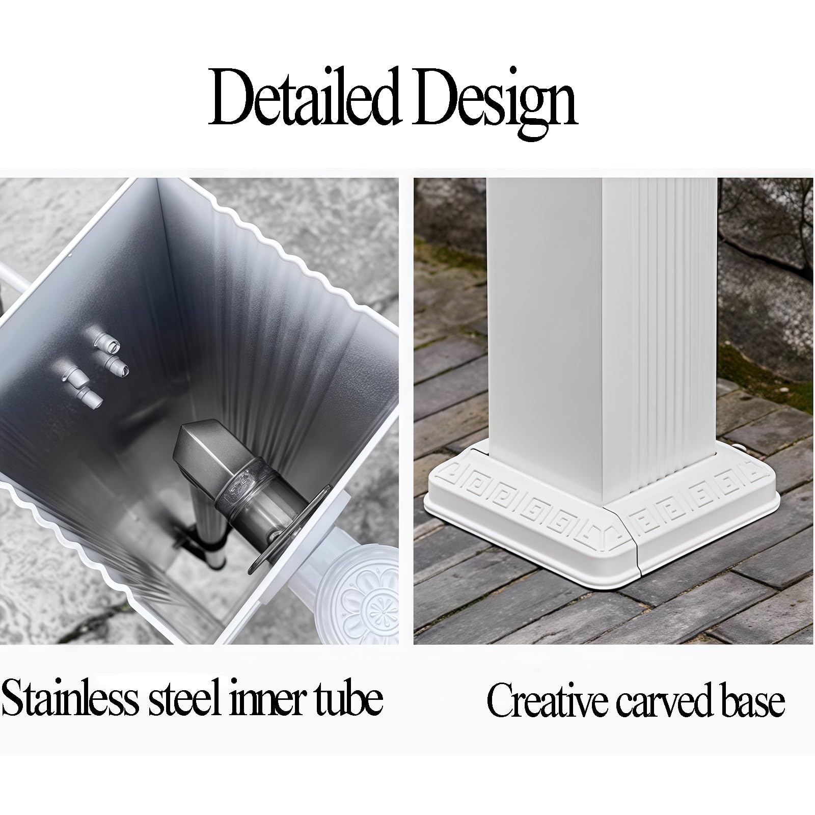 Boca de riego con grifo para jardín, soporte para manguera con boca de incendios para exteriores, ideal para jardines y patios, color blanco(17x17x72cm)