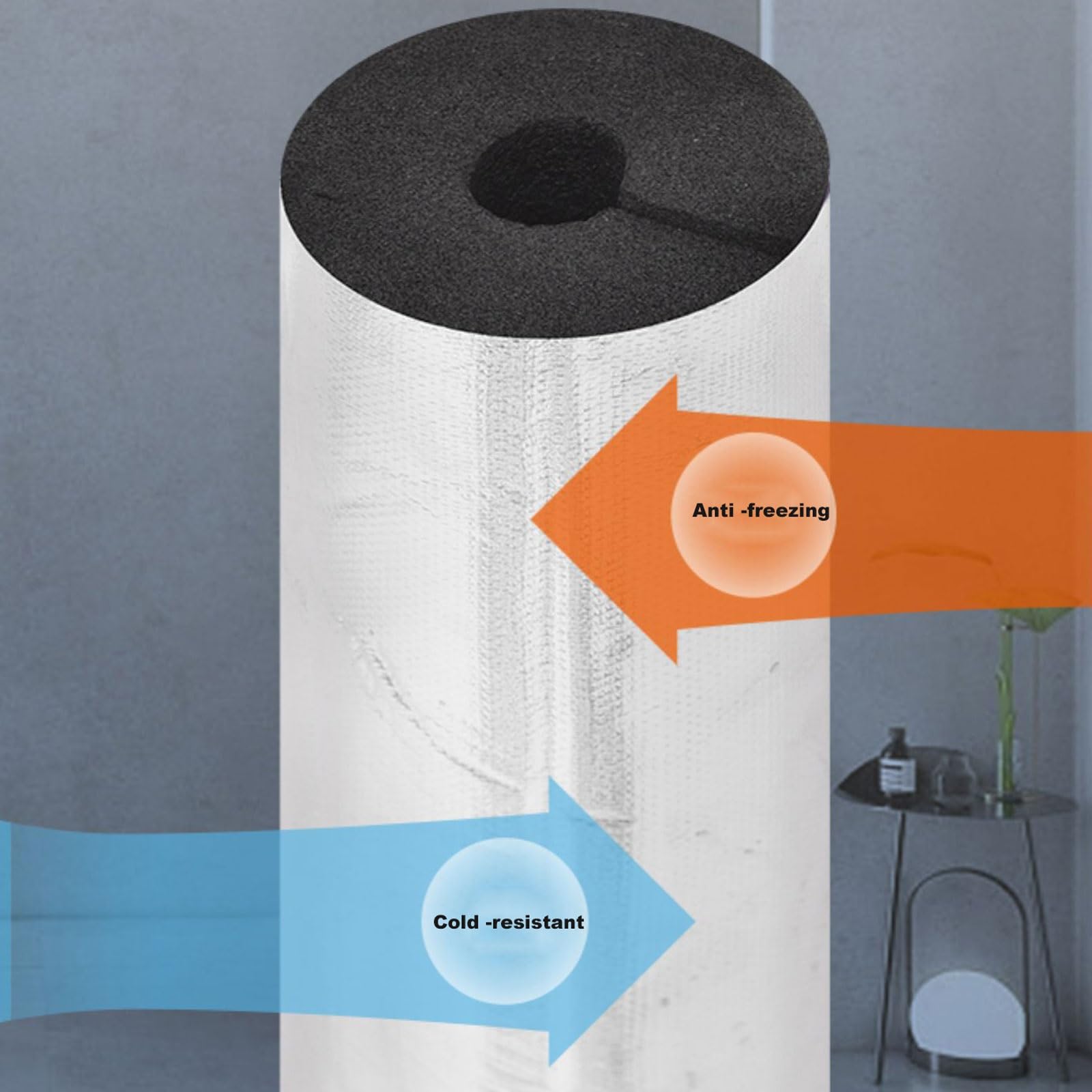 Envoltura Aislante para Tuberías de Agua, Tubo de Espuma de Revestimiento Aislante para Tuberías 50 mm Espesor Anticongelante Retardante de Llama para Acondicionadores de Aire Solares(108.0 mm/4-1/4")