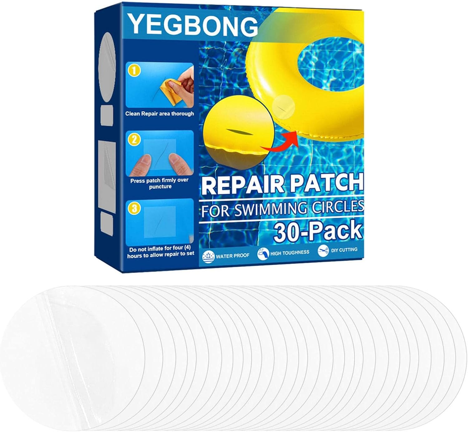 Amazon.co.jp 浮き輪パッチ プール修理パッチキット インフレータブルおもちゃ、浮き輪、正方形/円形パッチ用の透明な