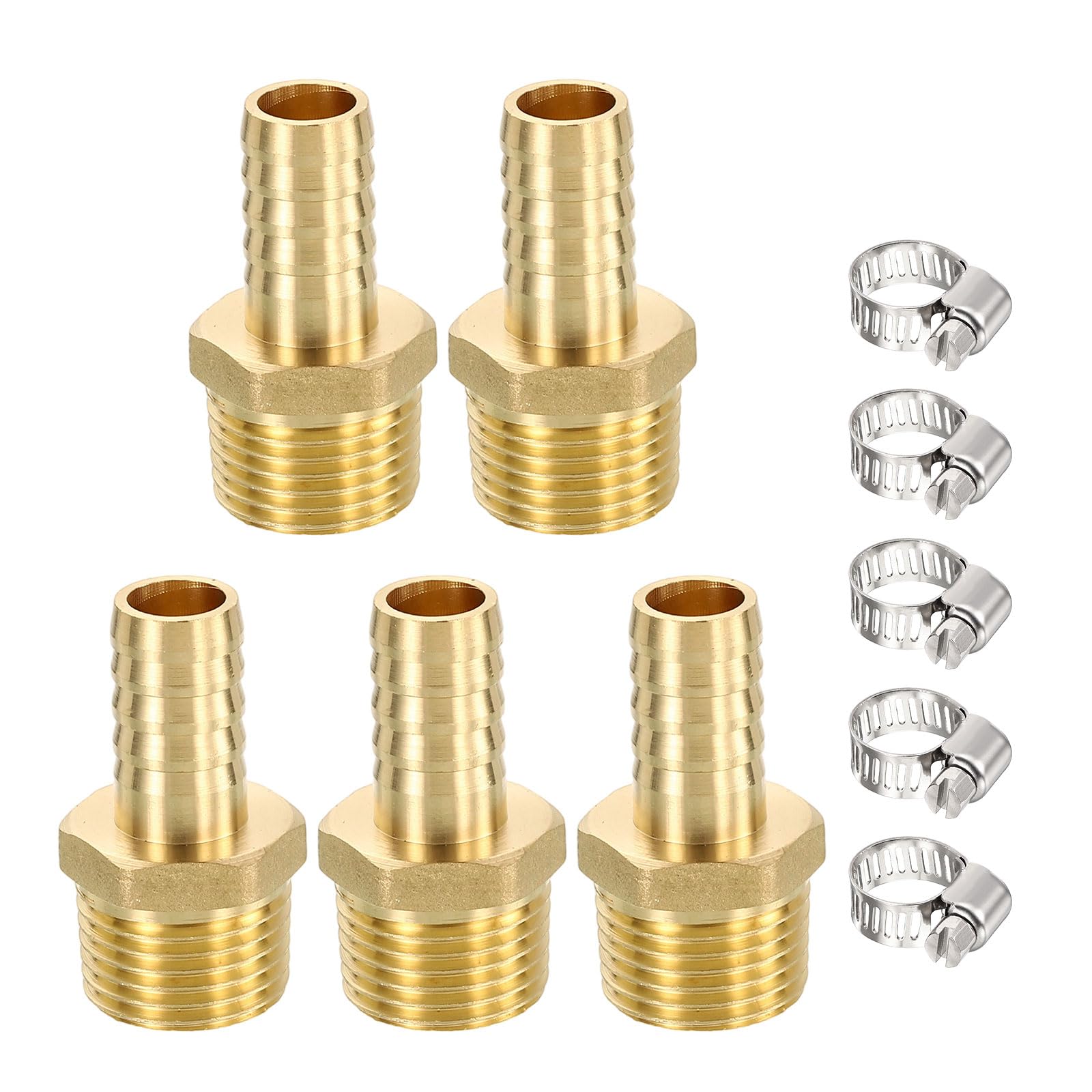 Adaptador latón manguera a NPT 1/2 industrial METALLIXITY con abrazaderas de acero