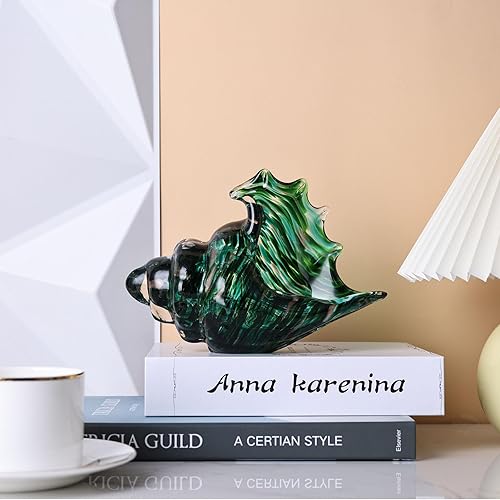 Miniatura 3 de Estatua de caracola de vidrio soplado, decoración costera para el hogar, conchas marinas, figuras artísticas de vidrio marino para decoración de