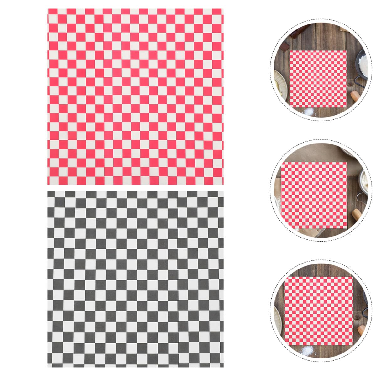 100 Hojas de Papel para Hornear Diseño Cuadriculado, Papel Resistente al Aceite para Sándwiches y Hamburguesas, Adecuado para Picnics y Barbacoas Color Aleatorio